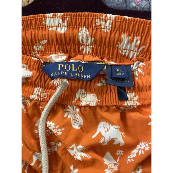 POLO Ralph Lauren Mens Swim Shorts Trunks Elephant & Palm Orange size XL - Picture 2 of 7